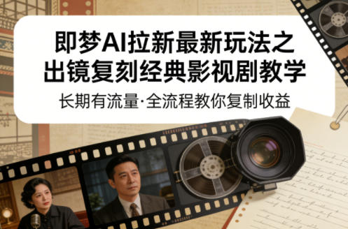 即梦AI拉新最新玩法之出镜复刻经典影视剧教学，长期有流量，全流程教你复制收益-黑马项目网