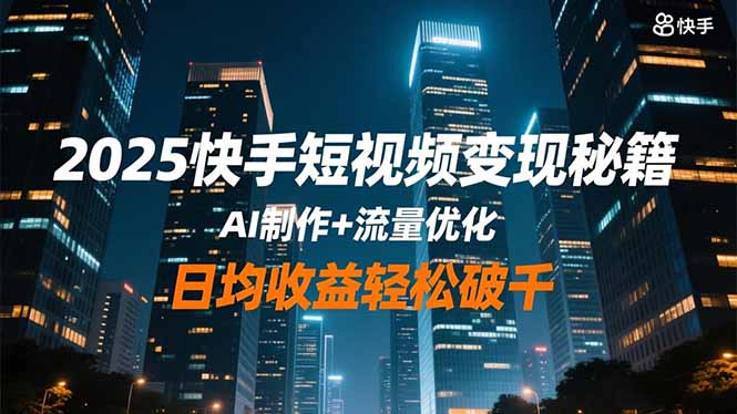2025快手短视频变现秘籍，AI制作+流量优化，日均收益轻松破千-黑马项目网