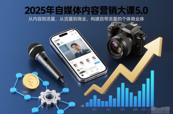2025年自媒体内容营销大课5.0，从内容到流量，从流量到商业，构建自带流量的个体商业体-黑马项目网