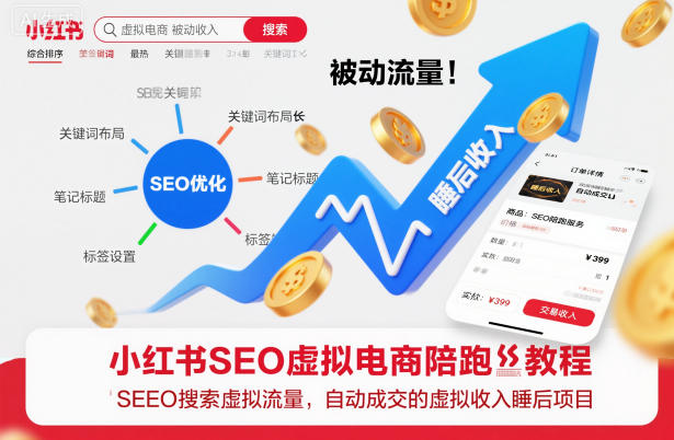小红书SEO虚拟电商陪跑教程，实现seo搜索被动流量，自动成交的被动收入睡后项目-黑马项目网