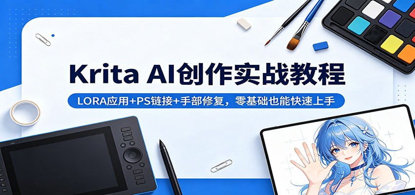 Krita AI创作实战教程：LORA应用+PS链接+手部修复，零基础也能快速上手-黑马项目网