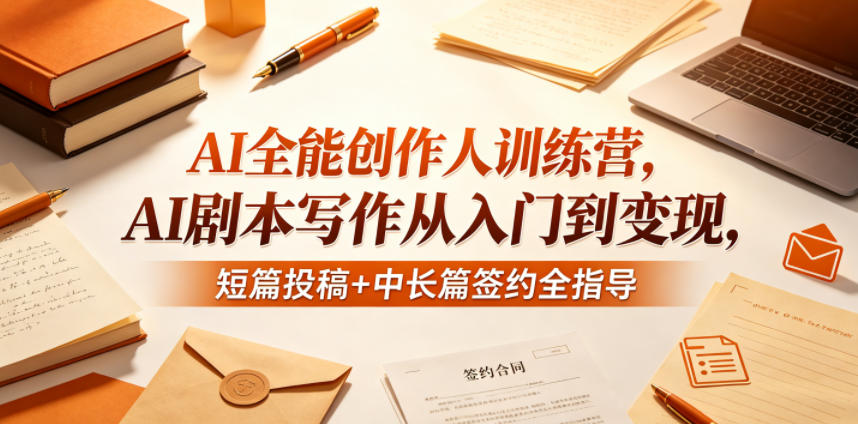 AI全能创作人训练营，AI剧本写作从入门到变现，短篇投稿+中长篇签约全指导-黑马项目网