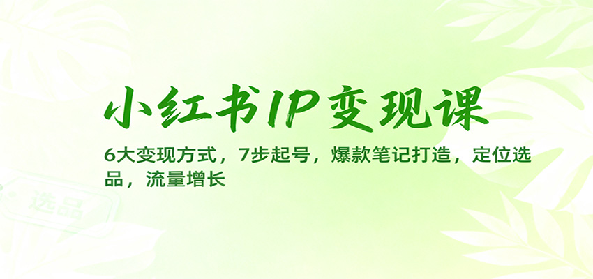 小红书IP变现课：6大变现方式，7步起号，爆款笔记打造，定位选品，流量增长-黑马项目网