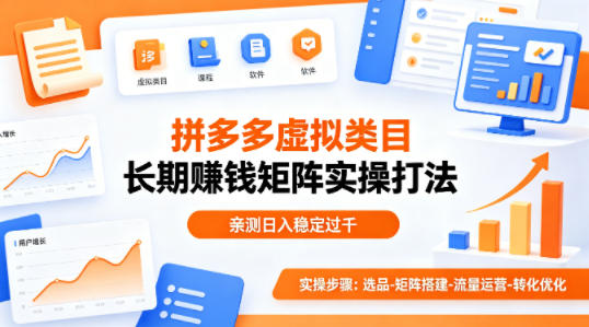 做拼多多虚拟类目想长期賺钱？这套矩阵实操打法，亲测日入稳定过千【揭秘】-黑马项目网