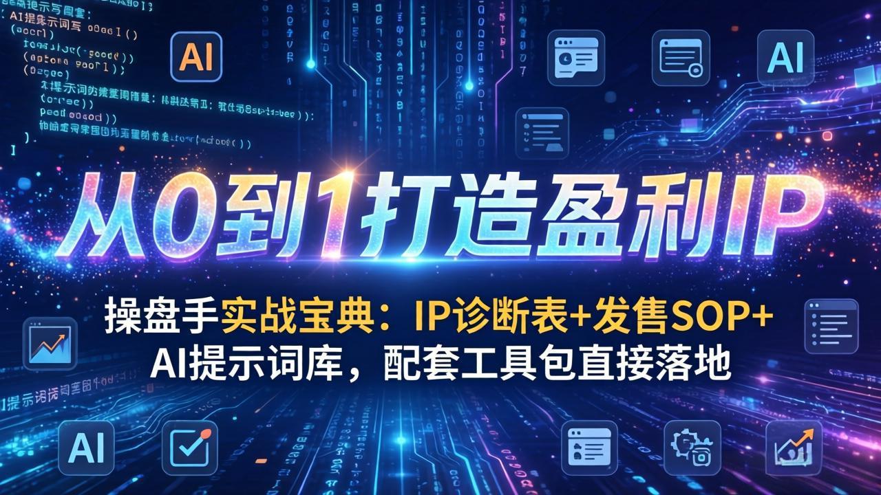 操盘手实战宝典：IP诊断表+发售SOP+AI提示词库，配套工具包直接落地，从0到1打造盈利IP-黑马项目网