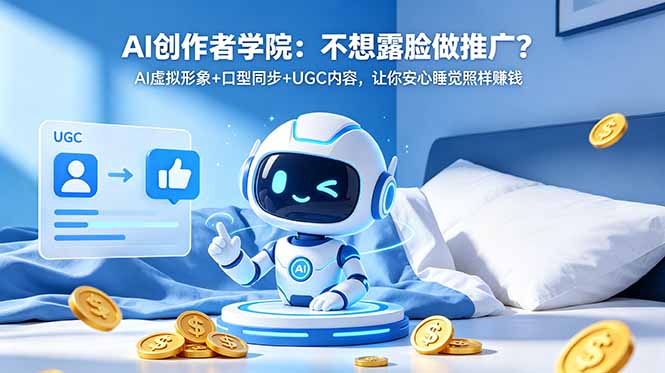 AI创作者学院：不想露脸做推广？AI虚拟形象+口型同步+UGC内容，让你安心睡觉照样赚钱-黑马项目网