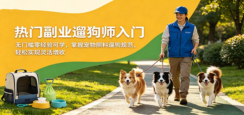 热门副业遛狗师入门，无门槛零经验可学，掌握宠物照料遛狗规范，轻松实现灵活增收-黑马项目网