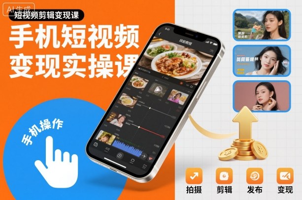 手机短视频变现实操课，短视频剪辑变现课-黑马项目网