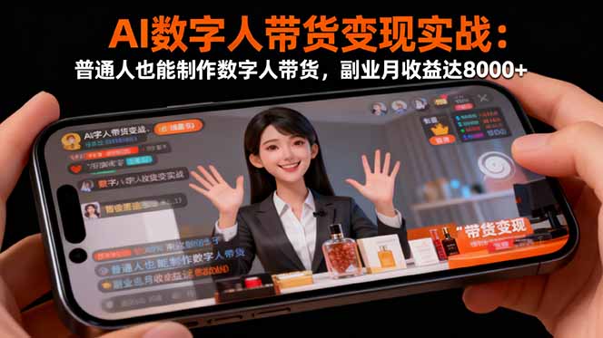 AI数字人带货变现实战：普通人也能制作数字人带货，副业月收益达8000+-黑马项目网