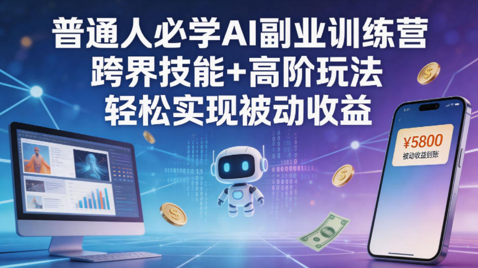 普通人必学AI副业训练营跨界技能+高阶玩法轻松实现被动收益-黑马项目网