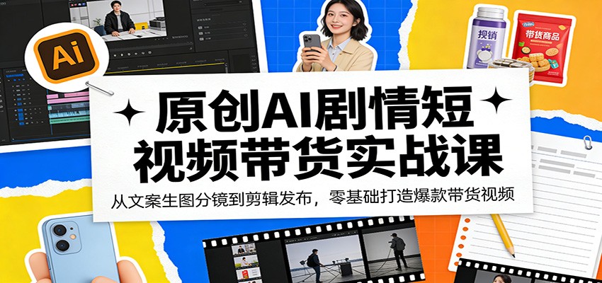 原创AI剧情短视频带货实战课：从文案生图分镜到剪辑发布，零基础打造爆款带货视频-黑马项目网