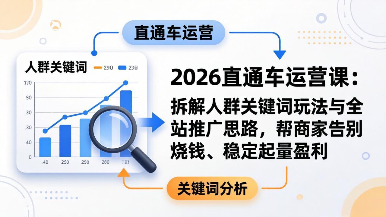 2026直通车运营课：拆解人群关键词玩法与全站推广思路，帮商家告别烧钱、稳定起量盈利-黑马项目网