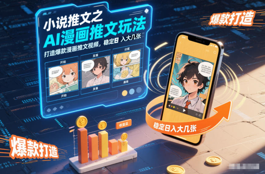 小说推文之AI漫画推文玩法，打造爆款漫画推文视频，稳定日入大几张-黑马项目网