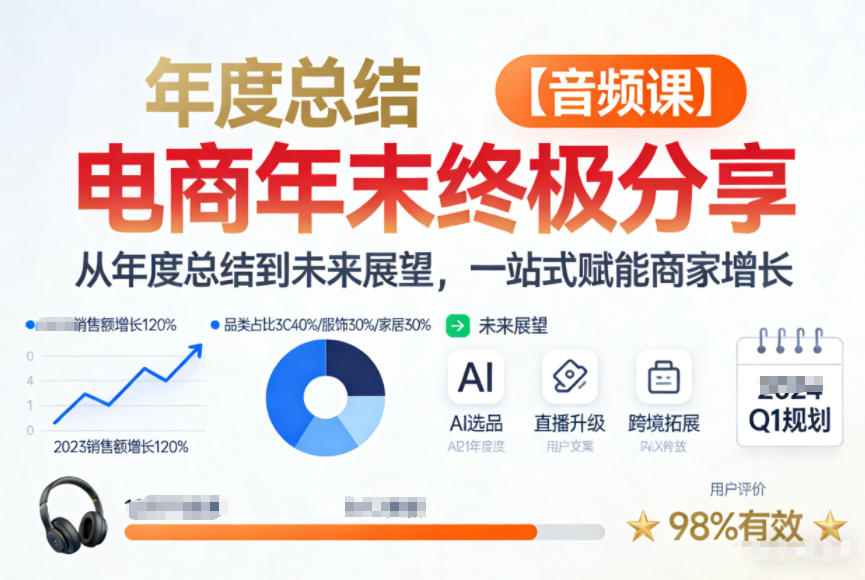 电商年未终极分享，从年度总结到未来展望，一站式赋能商家增长【音频课】-黑马项目网