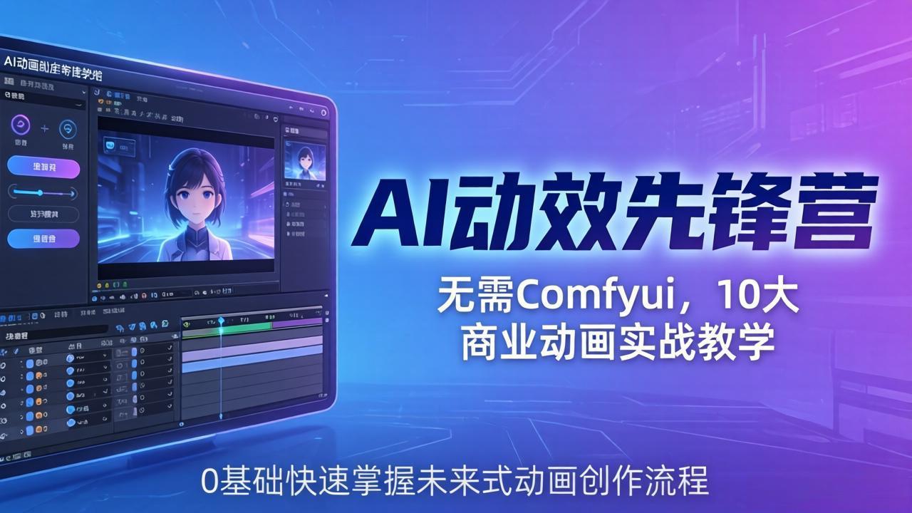 AI 动效先锋营：无需Comfyui，10大商业动画实战教学，0基础快速掌握未来式动画创作流程-黑马项目网