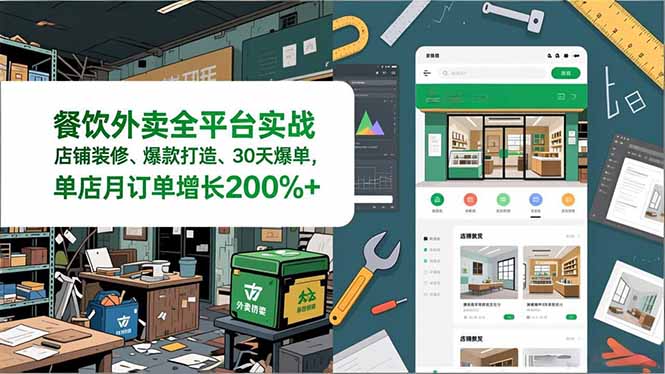 餐饮外卖全平台实战，店铺装修、爆款打造、30天爆单，手把手教学，单店月订单增长200%+-黑马项目网