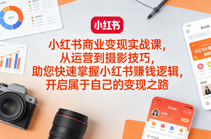 小红书商业变现实战课，从运营到摄影技巧，助您快速掌握小红书賺钱逻辑，开启属于自己的变现之路-黑马项目网