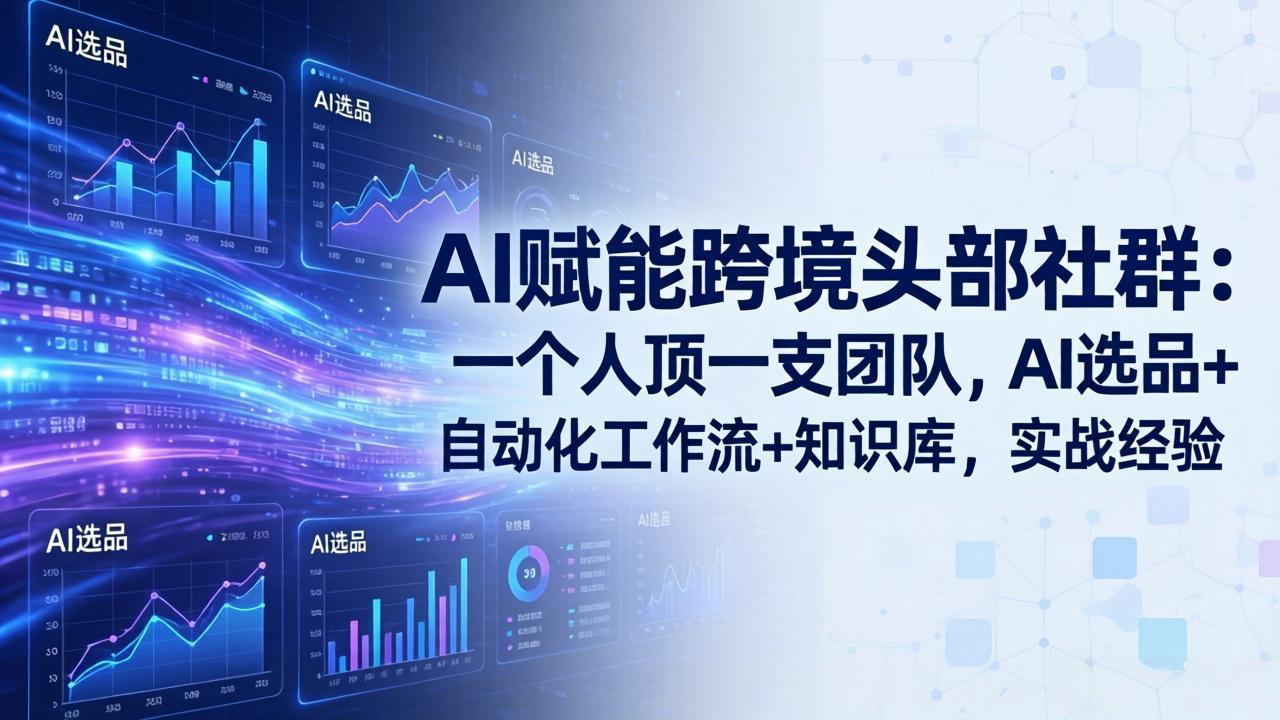 AI赋能跨境头部社群：一个人顶一支团队，AI选品+自动化工作流+知识库，实战经验-更新3月-黑马项目网