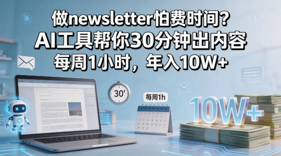 做newsletter怕费时间？AI工具帮你30分钟出内容，每周1小时，年入10W+！【原创双语字幕】-黑马项目网