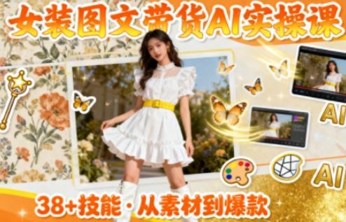 女装图文带货的AI实操课，覆盖38个实用技能，快速提升素材制作效率-黑马项目网