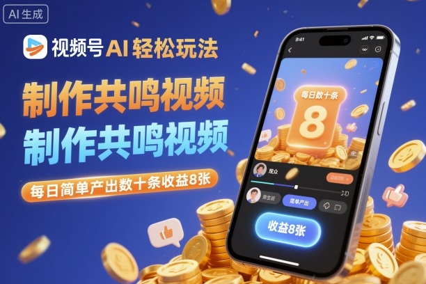 视频号AI轻松玩法，制作共鸣视频，每日简单产出数十条收益8张-黑马项目网