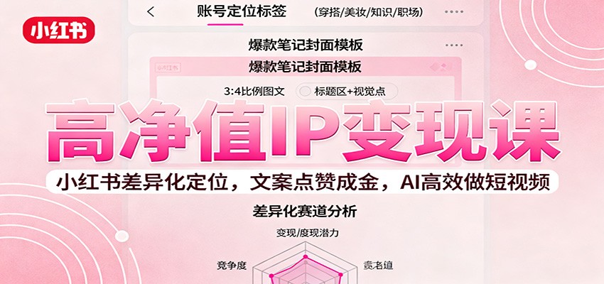 高净值IP变现课：小红书差异化定位，文案点赞成金， AI高效做短视频-黑马项目网