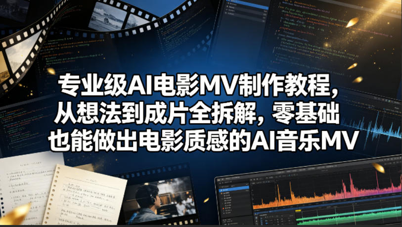 专业级AI电影MV制作教程，从想法到成片全拆解，零基础也能做出电影质感的AI音乐MV-黑马项目网