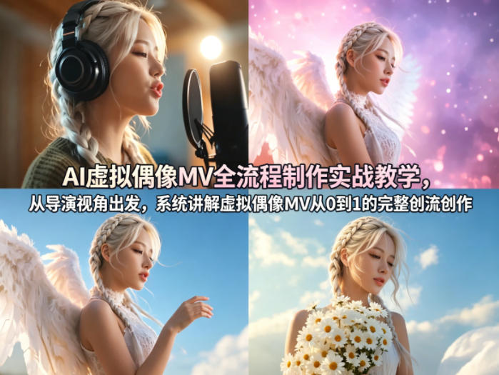AI虚拟偶像MV全流程制作实战教学，从导演视角出发，系统讲解虚拟偶像MV从0到1的完整创作流程-黑马项目网