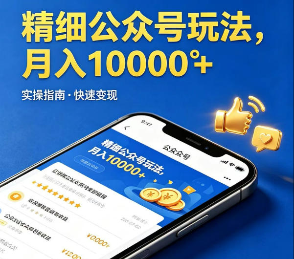 精细化公众号玩法，我们给你提供文章，你来负责发布，收益可观，月入1W+【揭秘】-黑马项目网