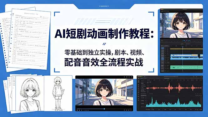 AI短剧动画制作教程：零基础到独立实操，剧本、视频、配音音效全流程实战-黑马项目网