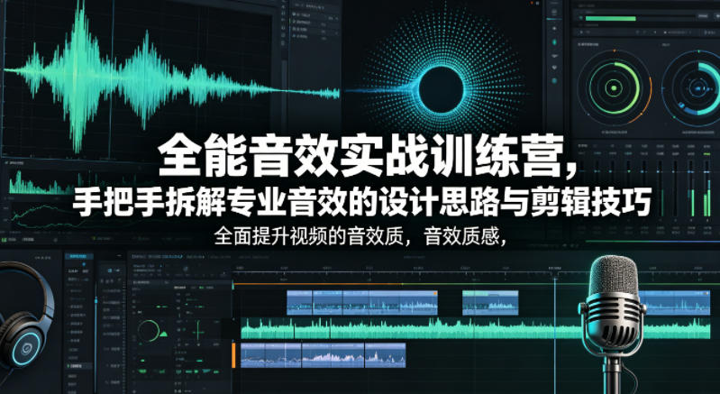 全能音效实战训练营，手把手拆解专业音效的设计思路与剪辑技巧，全面提升视频的音效质感-黑马项目网