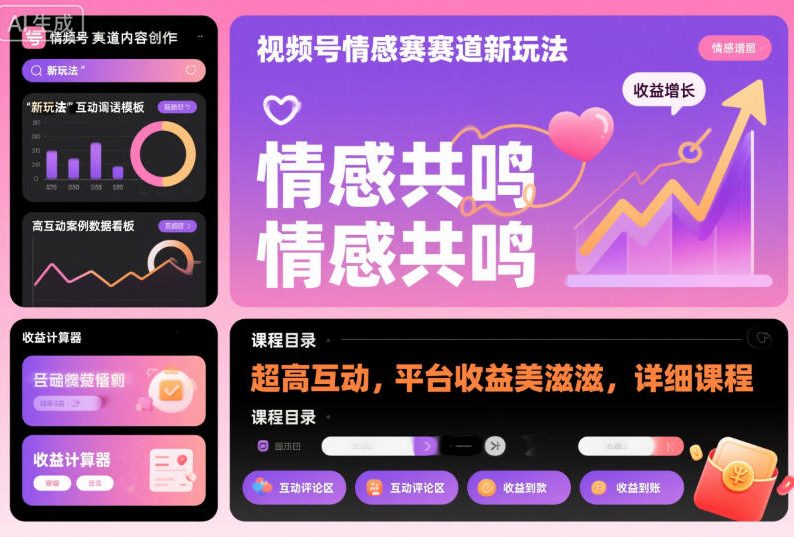 视频号情感赛道新玩法，超高互动，平台收益美滋滋，详细课程-黑马项目网