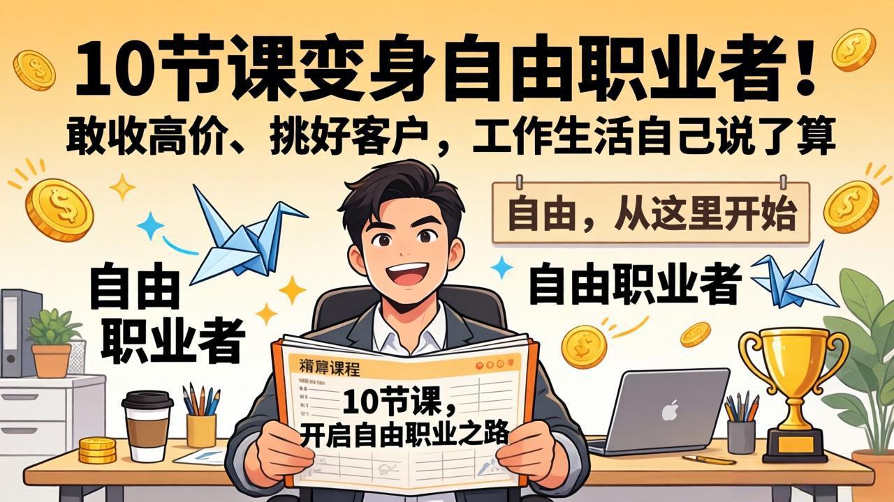 10 节课变身自由职业者！敢收高价、挑好客户，工作生活自己说了算-黑马项目网
