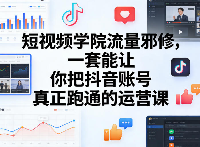 短视频学院流量邪修,一套能让你把抖音账号真正跑通的运营课-黑马项目网