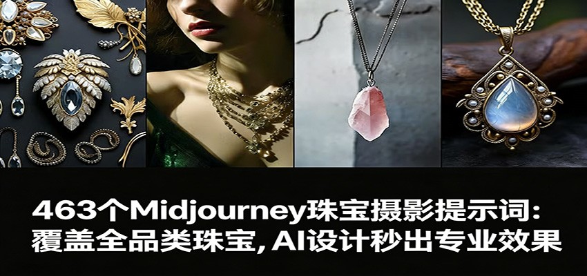 463个Midjourney珠宝摄影提示词：覆盖全品类珠宝，AI设计秒出专业效果-黑马项目网