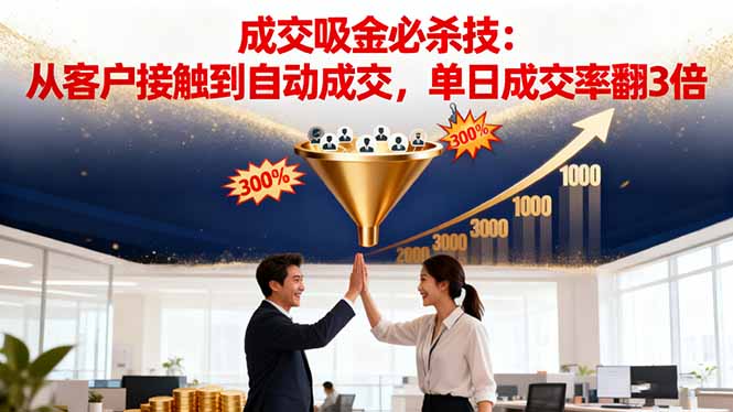 吸金成交营销必杀技：从客户接触到自动成交，单日成交率翻3倍-黑马项目网