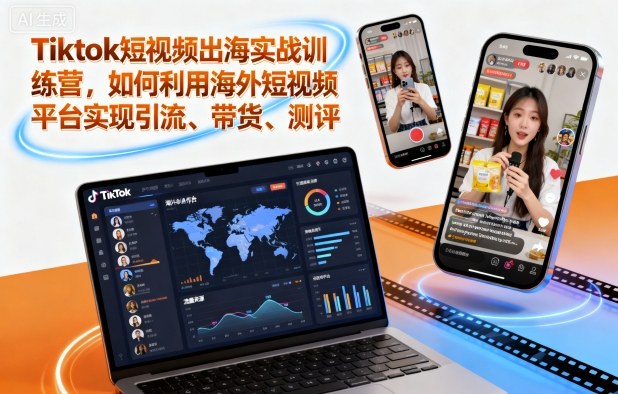 Tiktok短视频出海实战训练营，如何利用海外短视频平台实现引流、带货、测评-黑马项目网