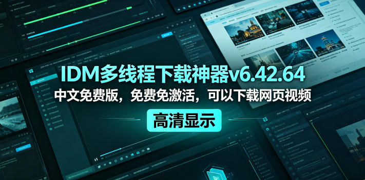 IDM多线程下载神器v6.42.64中文免费版，免费免激活，可以下载网页视频(例如飞书文档内的视频)-黑马项目网