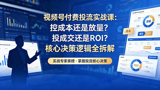 视频号付费投流实战课-5月：控成本还是放量？投成交还是ROI？核心决策逻辑全拆解-黑马项目网