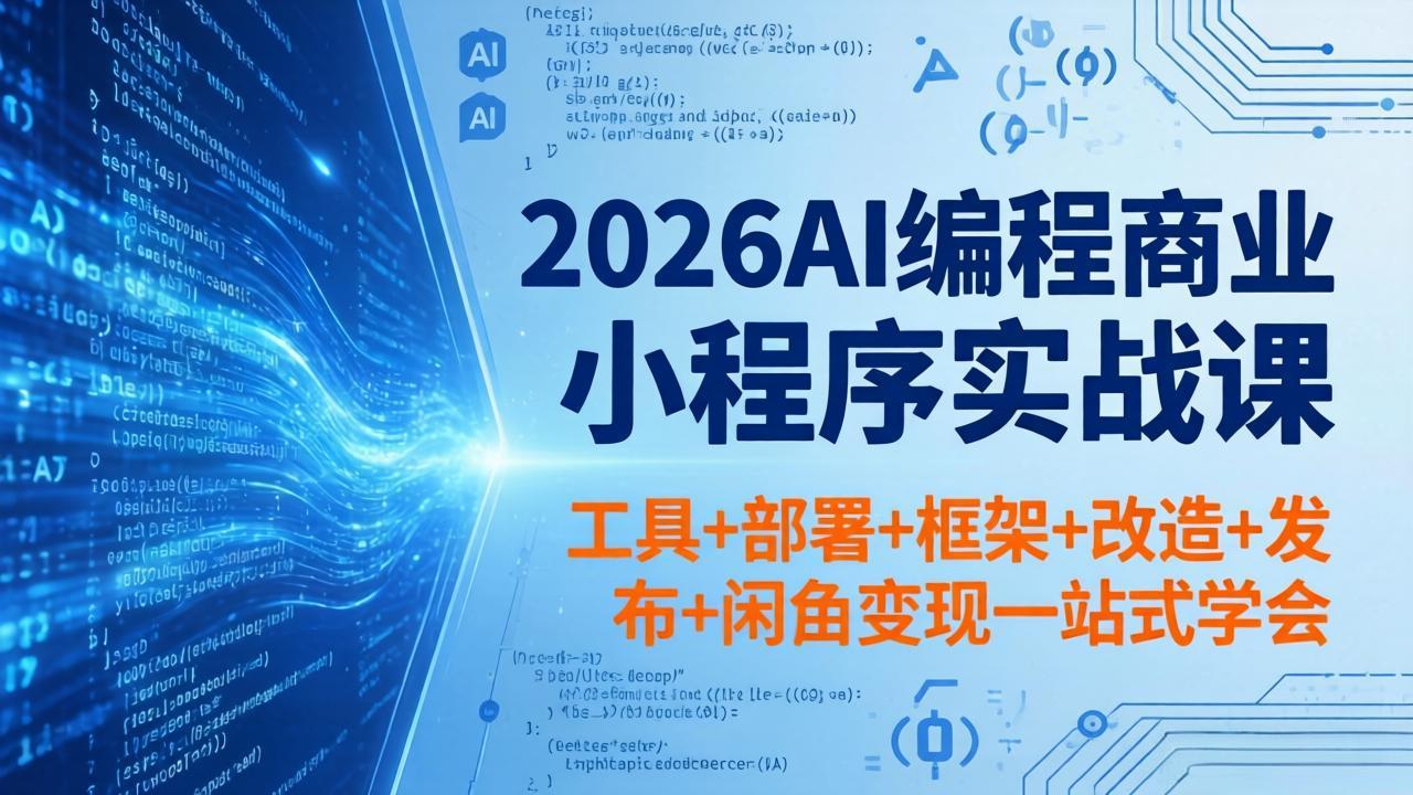 2026AI编程商业小程序实战课，工具+部署+框架+改造+发布+闲鱼变现一站式学会-黑马项目网
