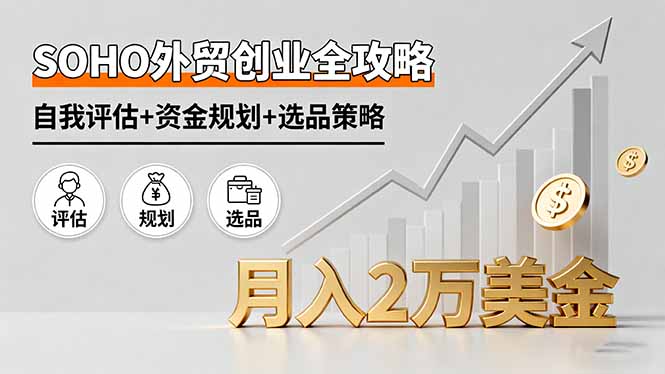 SOHO外贸创业全攻略，自我评估+资金规划+选品策略，月入2万美金-黑马项目网