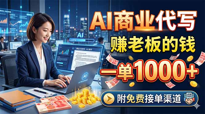 AI商业代写，赚老板的钱，一单1000+，附免费接单渠道-黑马项目网