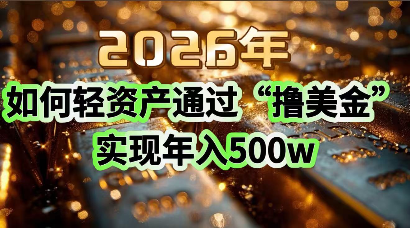 2026年如何轻资产通过“撸美金”实现年入500w-黑马项目网
