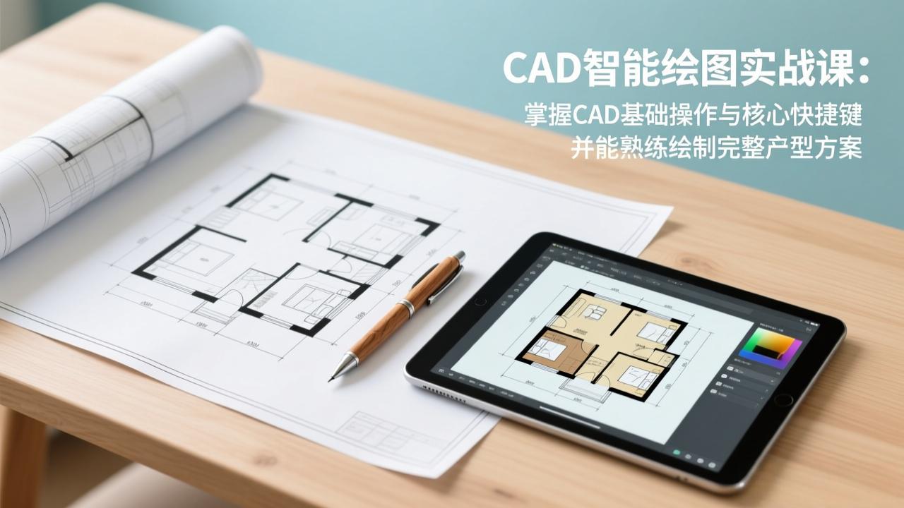 CAD智能绘图实战课：掌握CAD基础操作与核心快捷键，并能熟练绘制完整户型方案-黑马项目网