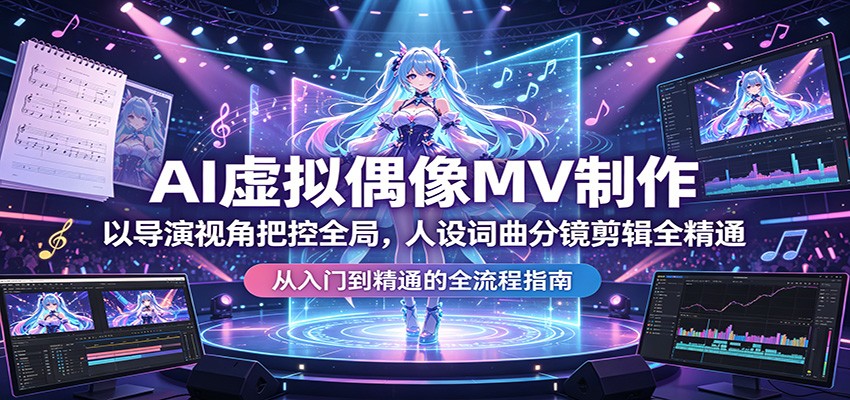 AI虚拟偶像MV制作：以导演视角把控全局，人设词曲分镜剪辑全精通-黑马项目网