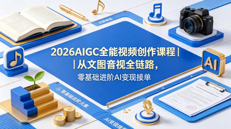 2026AIGC全能视频创作课程｜从文图音视全链路，零基础进阶AI变现接单-黑马项目网