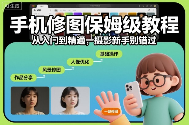 手机修图保姆级教程，从入门到精通，摄影新手别错过-黑马项目网