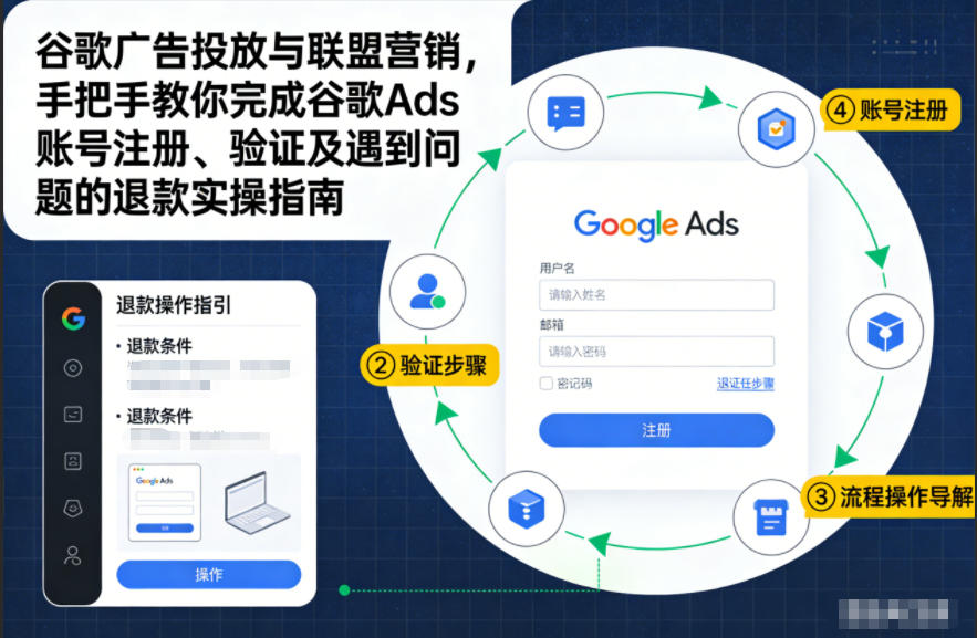 谷歌广告投放与联盟营销，手把手教你完成谷歌Ads账号注册、验证及遇到问题的退款实操指南-黑马项目网