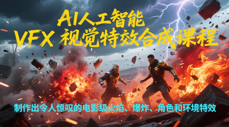 AI人工智能VFX视觉特效合成课程，制作出令人惊叹的电影级火焰、爆炸、角色和环境特效-黑马项目网