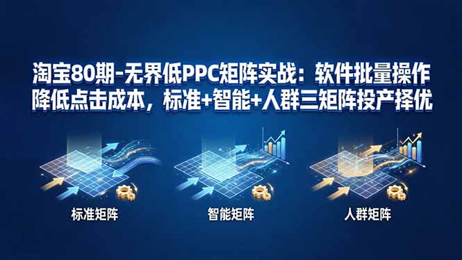 淘宝80期-无界低PPC矩阵实战：软件批量操作降低点击成本，标准+智能+人群三矩阵投产择优-黑马项目网
